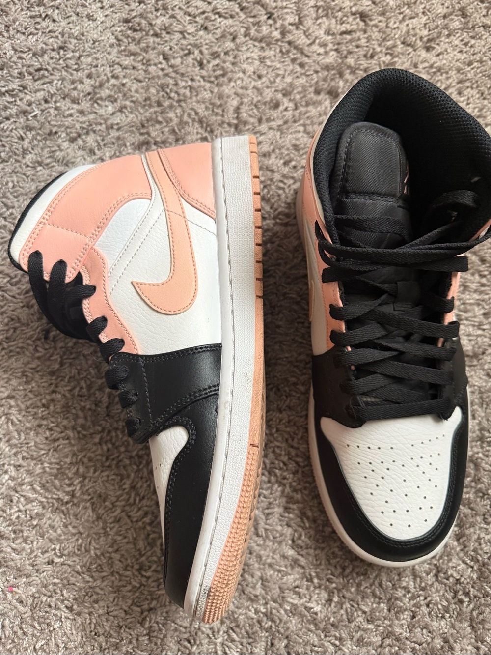 Jordan High-Top Sneakers in Peach, Black & White